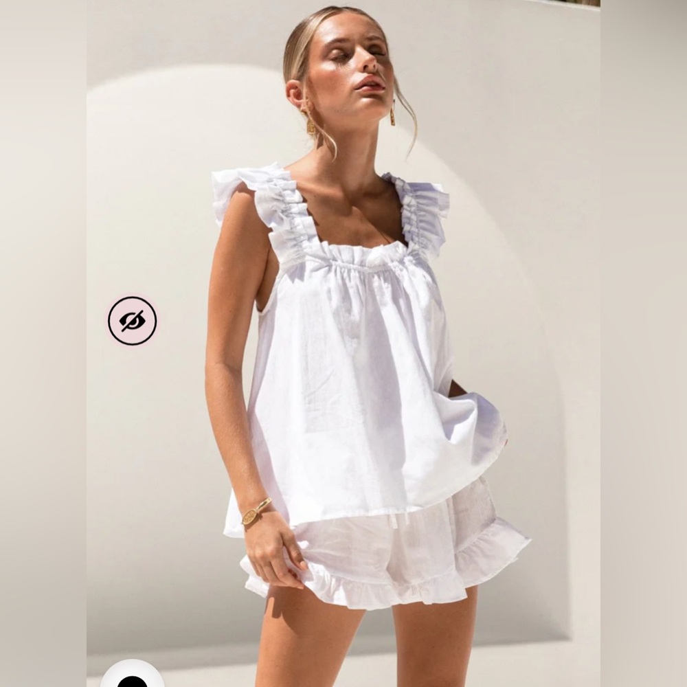 NWT. Piyama Nicolette Sleep Set - White Washed Cotton. XL.